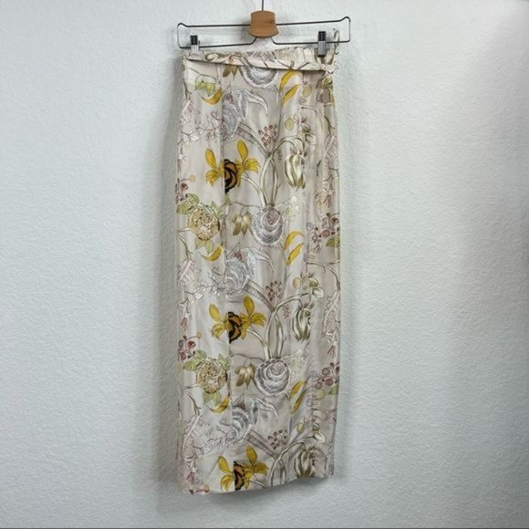 Kenzo Paris Sheer Panel Silk Patchwork Wrap Midi Maxi Skirt